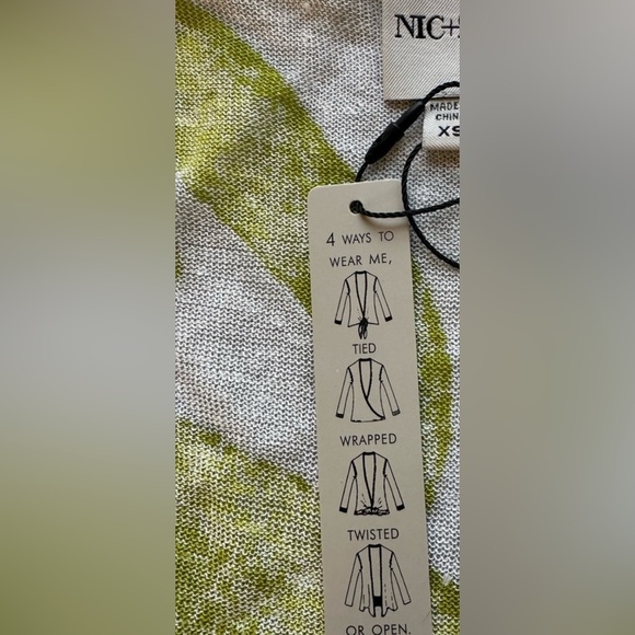 NIC+ZOE Green and White Meadow Mix 4 way Cardigan Sweater XS - Picture 6 of 9